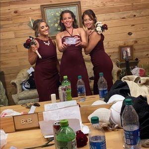 Merlot David’s bridal bridesmaid dress- Strapless